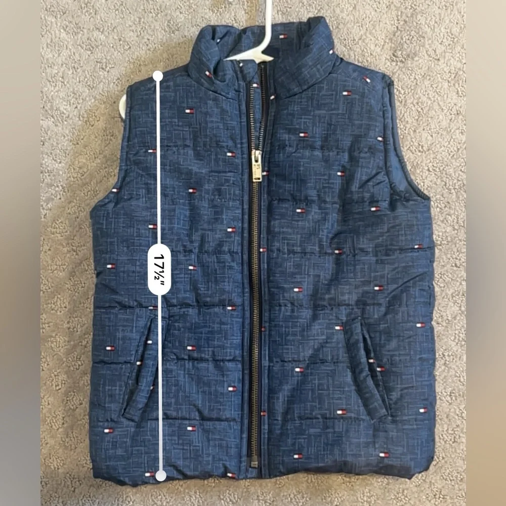 💙 Like New Tommy Hilfiger Kids 5 Quilted Vest, navy blue w/ logo + POCKETS! 💙